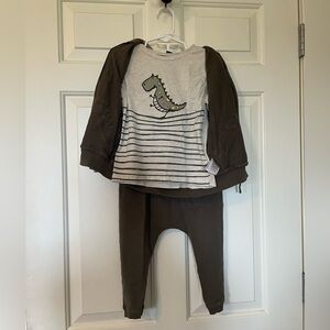 Kids Dinosaur Print Matching Set - Brown